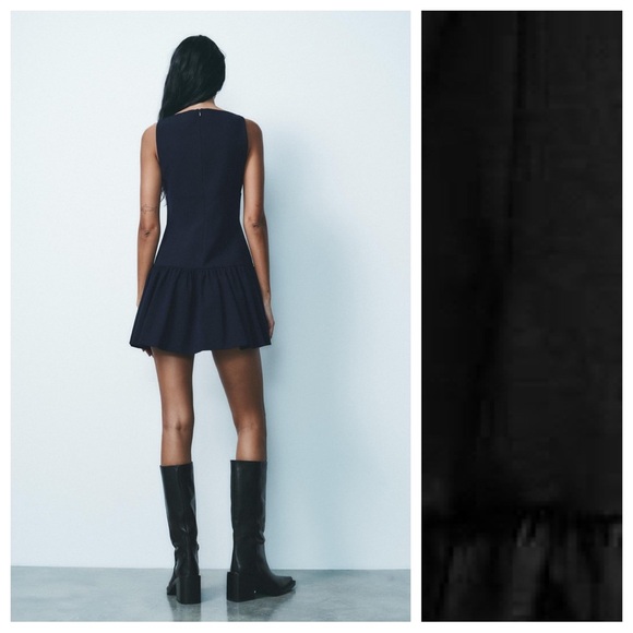 NWOT. Zara Black Viscose Blend Short Dress with Bows. Size M. - Picture 5 of 12